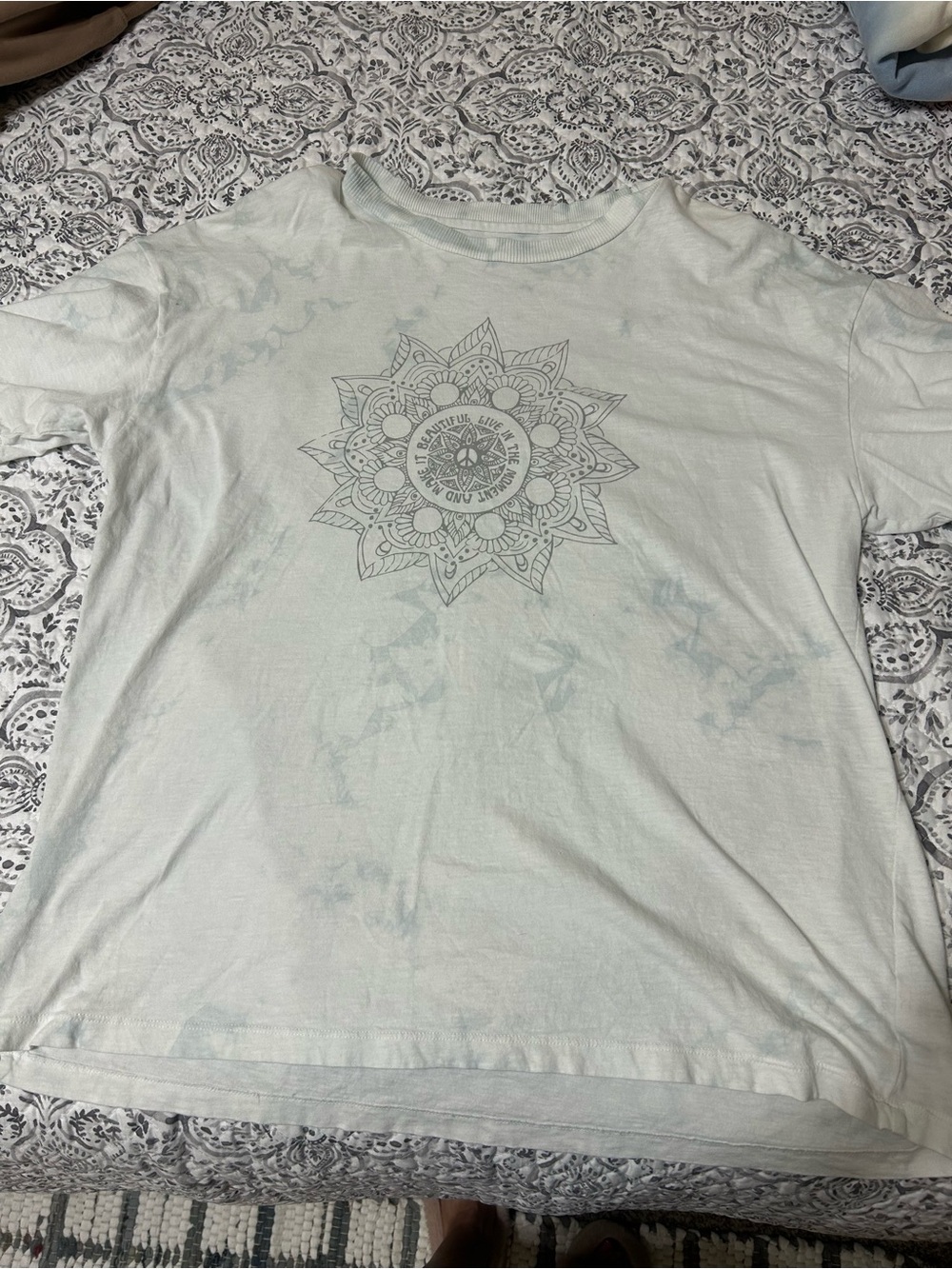 American Eagle Light Mint Green Mandala Graphic Tee